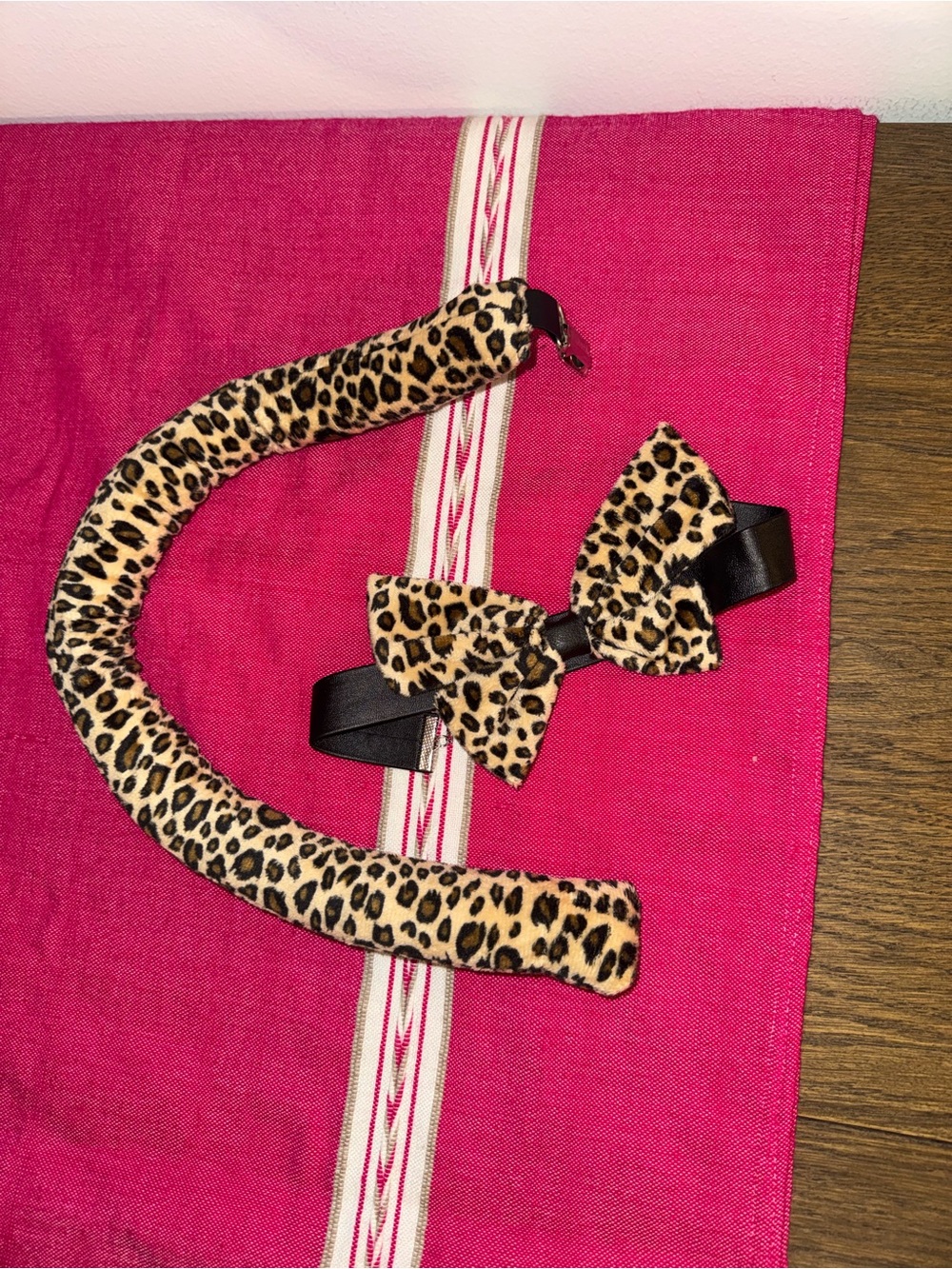 Leopard Print Headband and Bow Set - Tan and Black